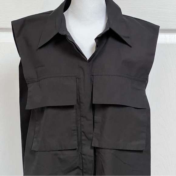 Zara Sleeveless Black Shirt Dress Button Down Size Small NWT - Picture 8 of 16